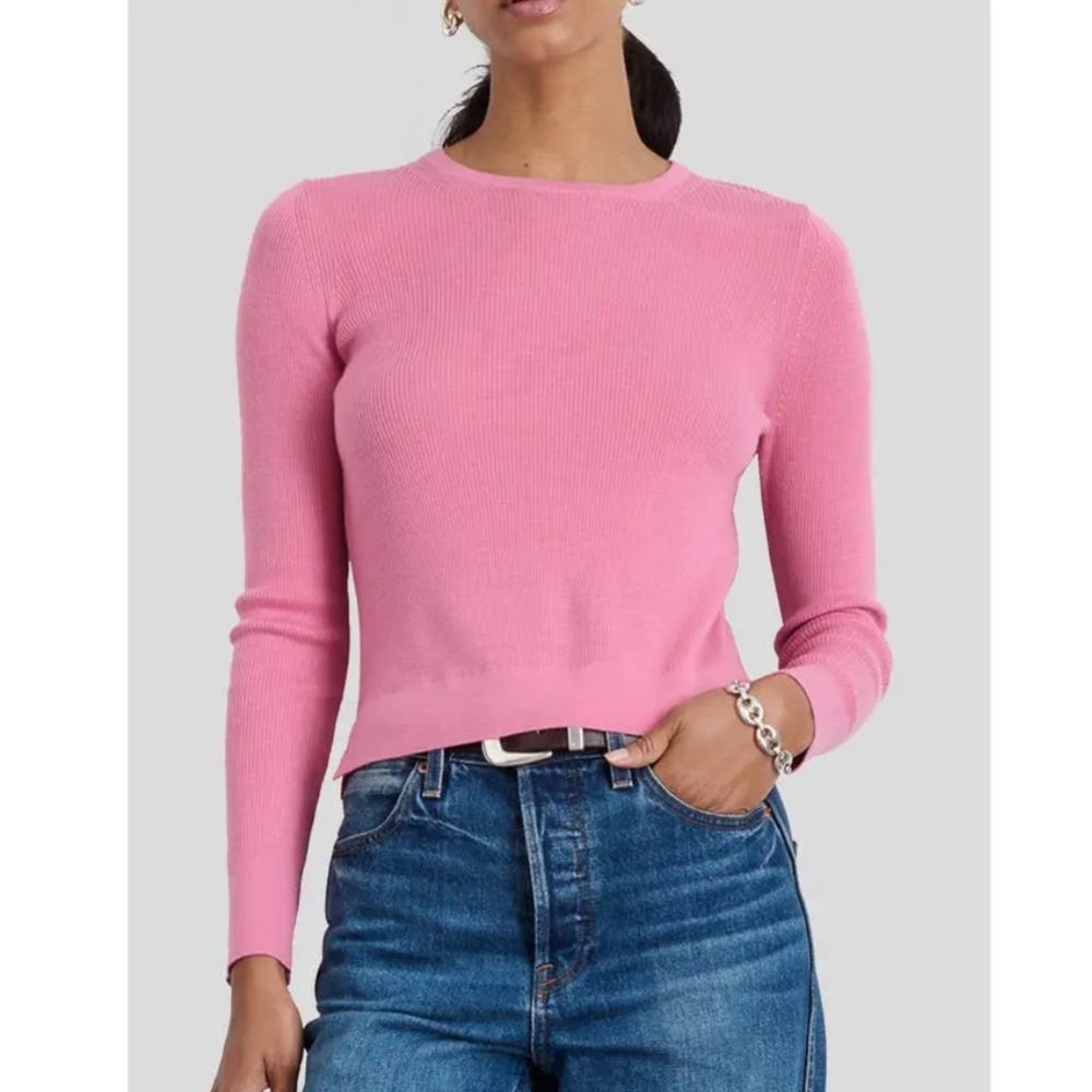 Alex Mill Ava Fine Gauge Merino Wool Sweater Tee - Pink